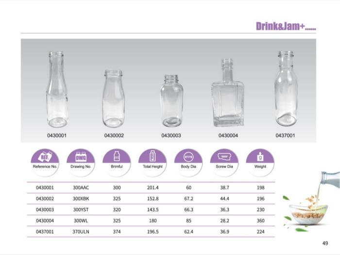 Clear Glass Drink Bottles 300ml - 375ml